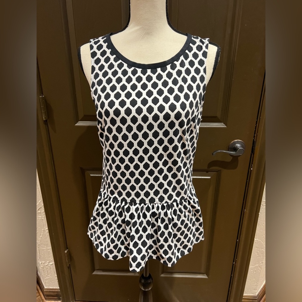 Banana Republic Black and White Peplum Top Medium